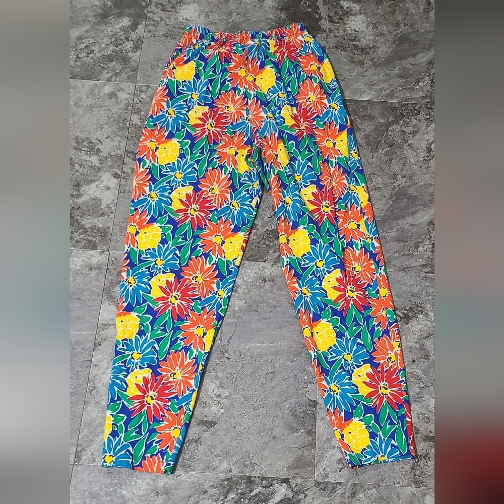 Womens Birch bros floral tropical print pants size medium